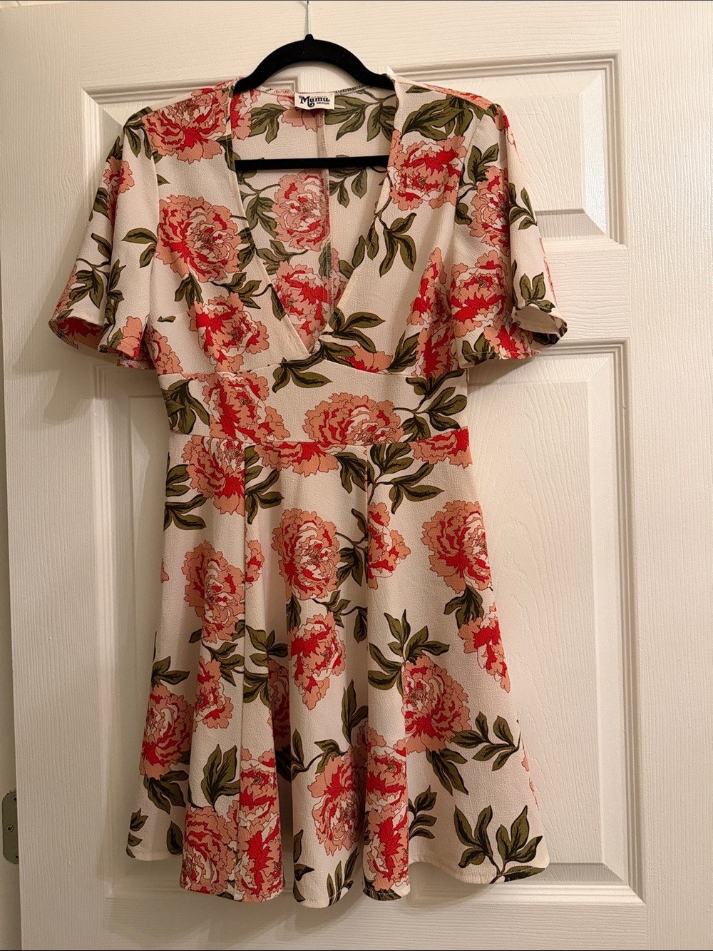 Show Me Your MuMu Cream Mini Dress with Roses Floral Print - Picture 1 of 6